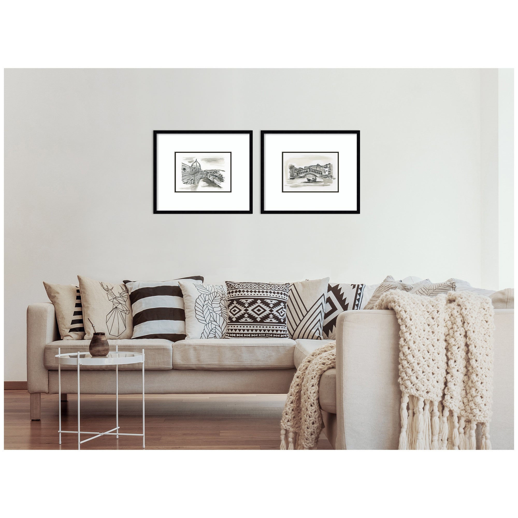 Vintage Postcard Florence & Venice 2 Piece Framed Wall Art Print Set by Teju Reval