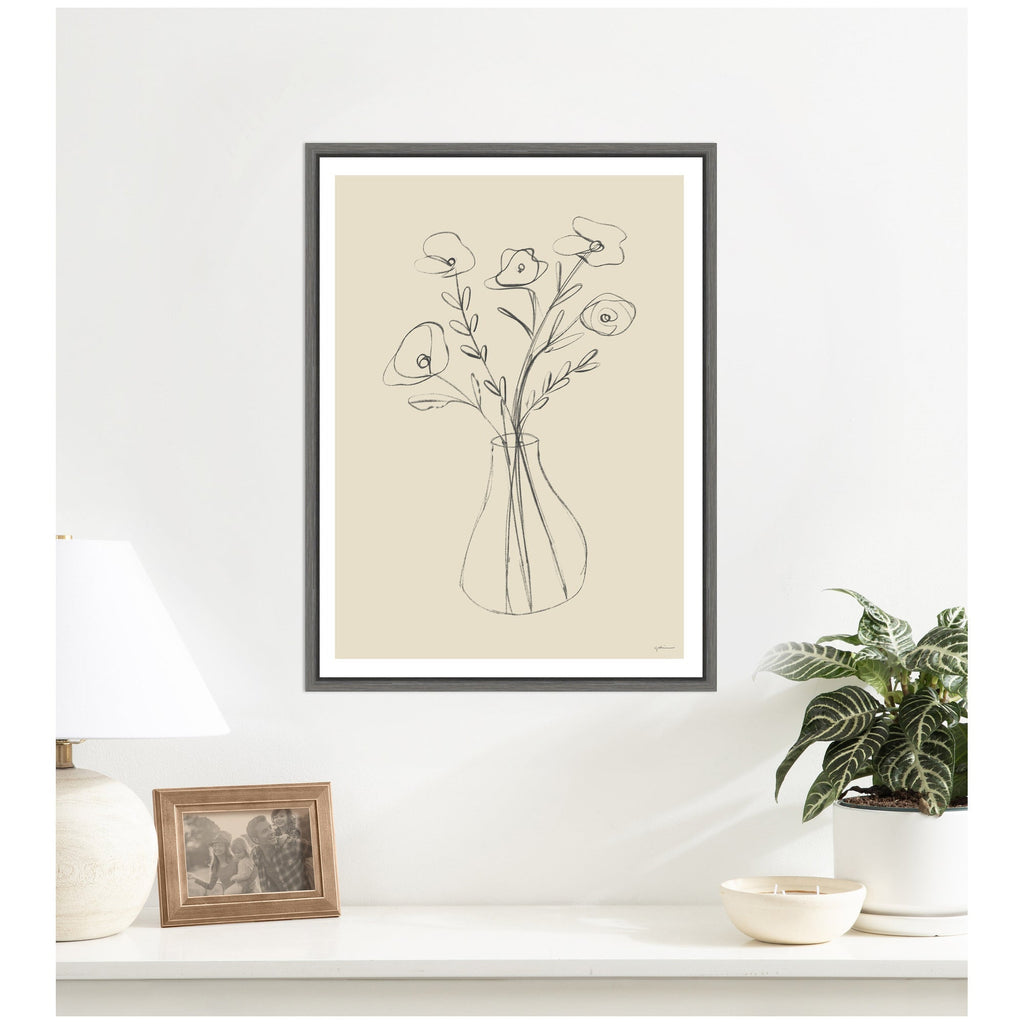 Floral Vase by Gabrielly Guedes Framed Canvas Wall Art Print