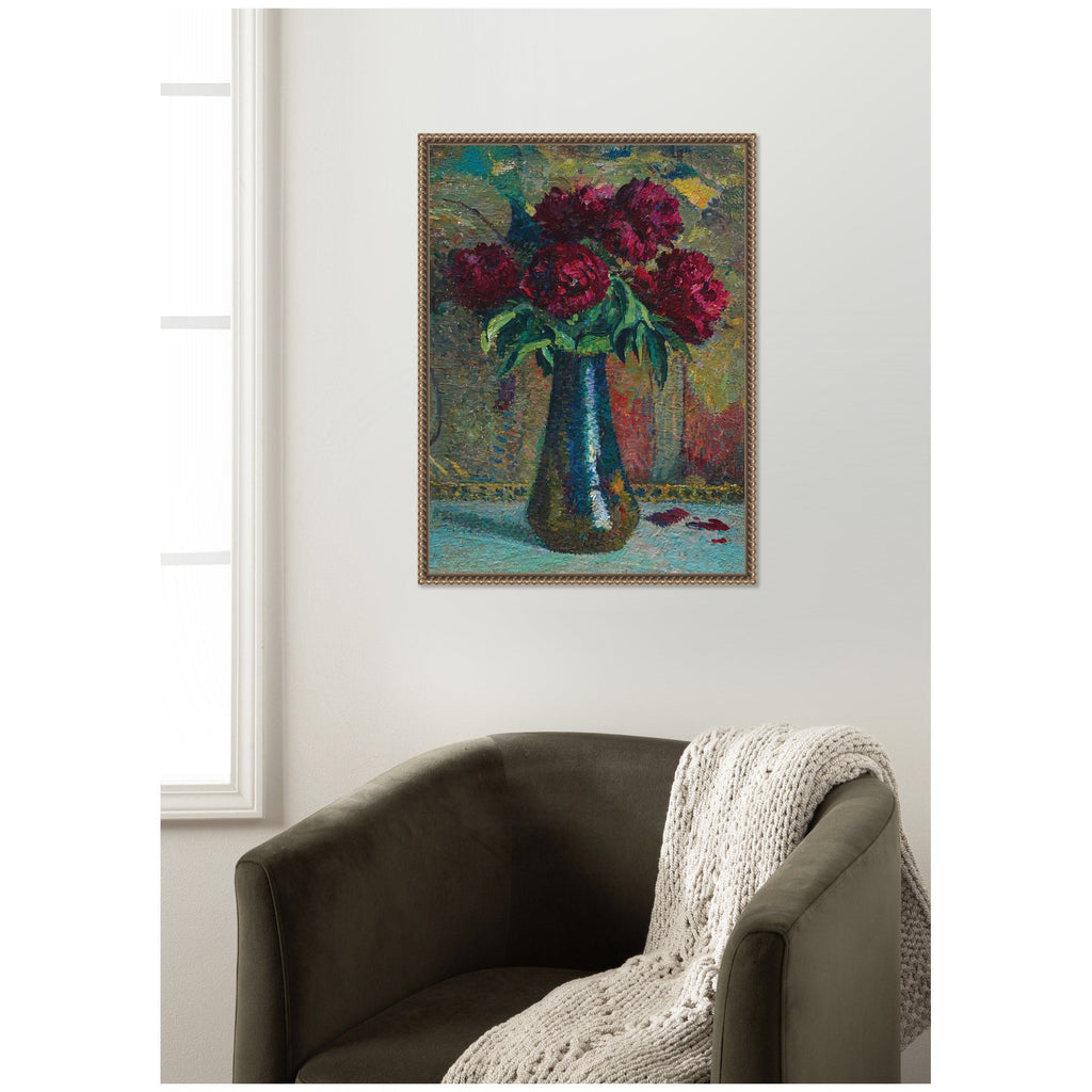 Pivoines rouges dans un vase Dalpayrat by Henri Martin by Nostalgia Prints Framed Canvas Wall Art Print
