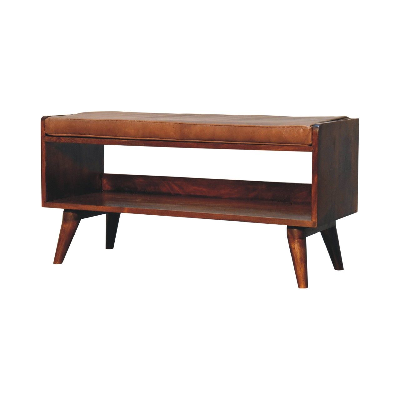 Mango Wood Upholstered Bench