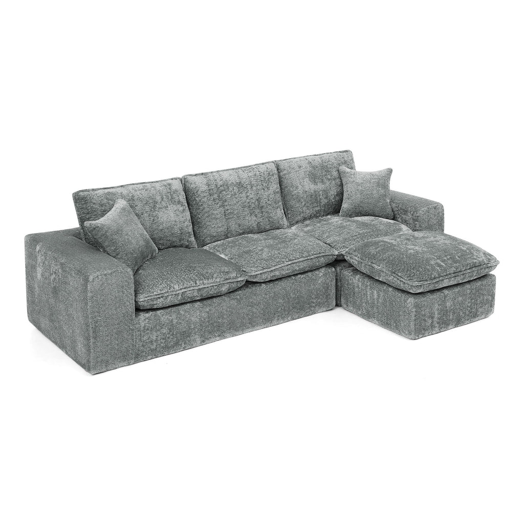 Cloud-Comfort Modular Sectional Sofa with Moveable Ottoman