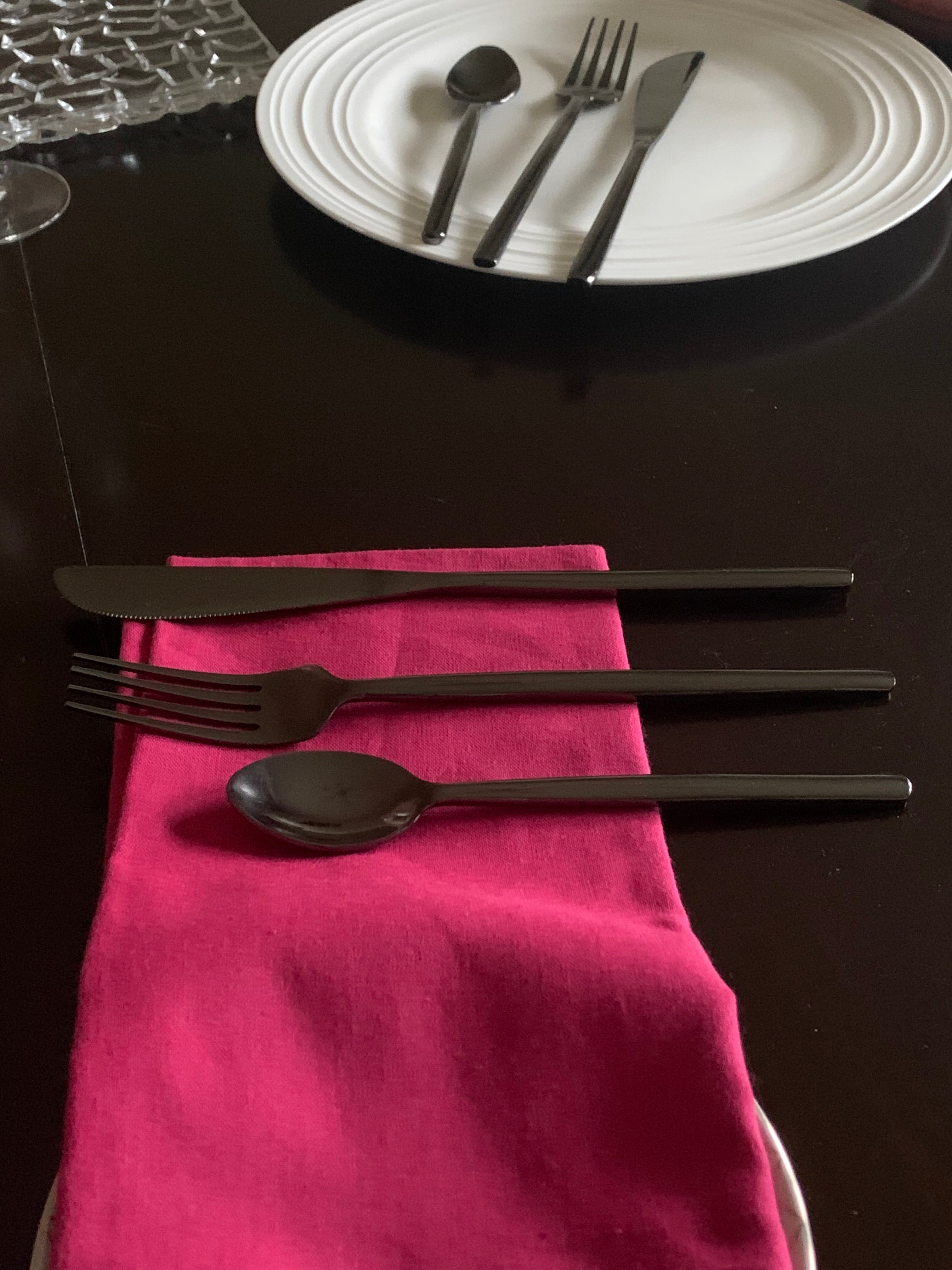 Black Stainless Steel Flatware 36 PC Set-Dinner knives, Dinner Forks, Teaspoons