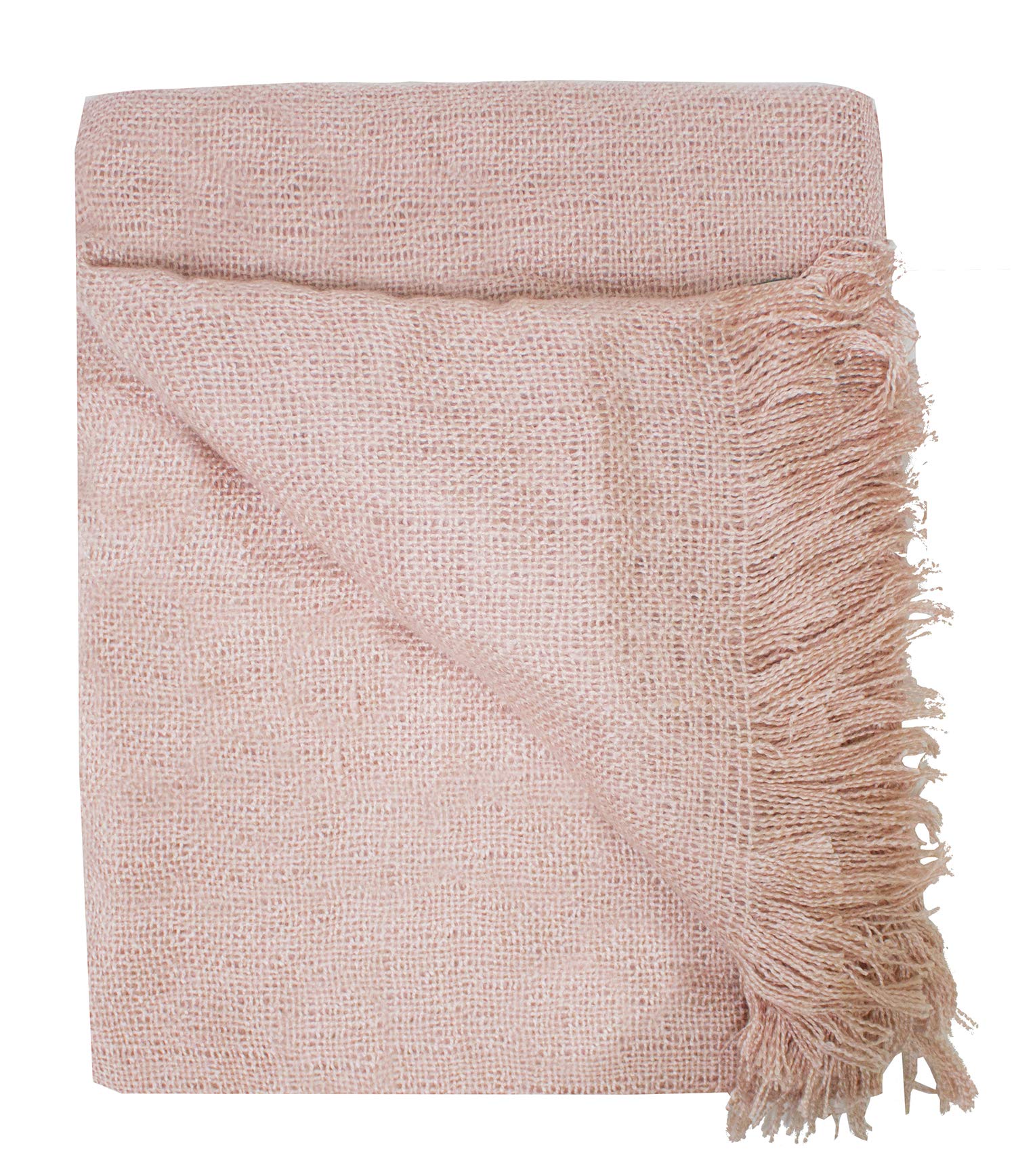 Fennco Styles Classic Solid Color Decorative Throw Blanket, 50" x 60", Pink