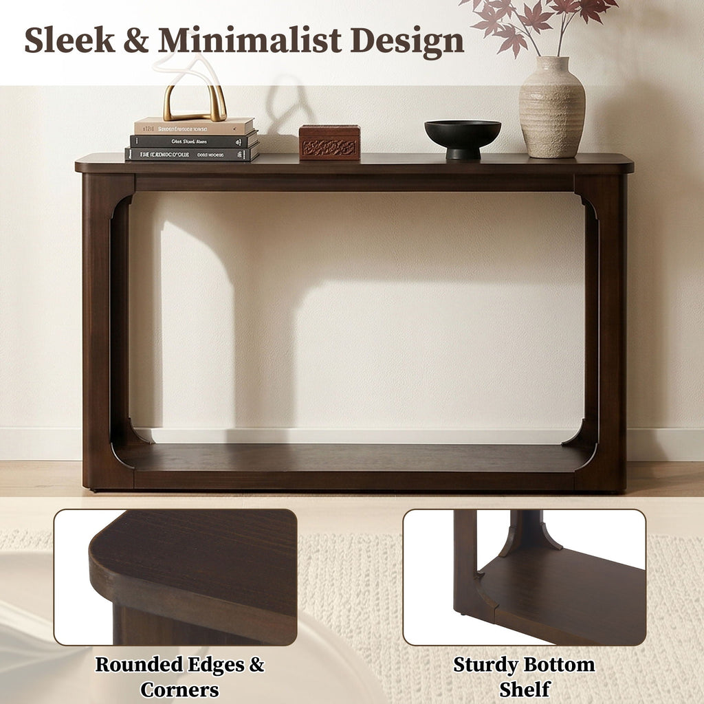 Espresso Console Table with Arched Cutouts