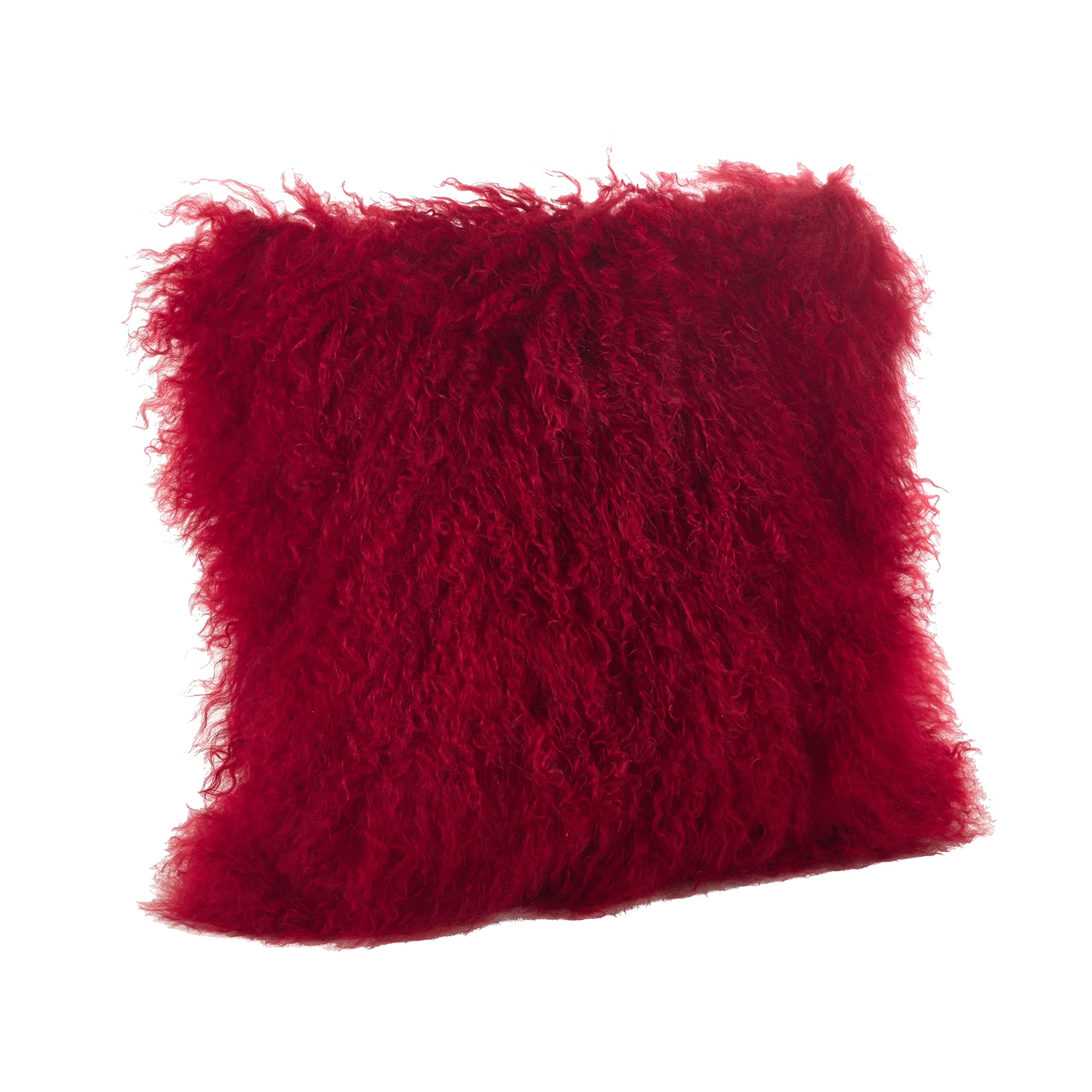 Fennco Styles Genuine Mongolian Lamb Fur Decorative Filled Throw Pillow - Soft Plush Wool Accent Pillow for Home, Couch, Living Room, Office and Holiday Décor
