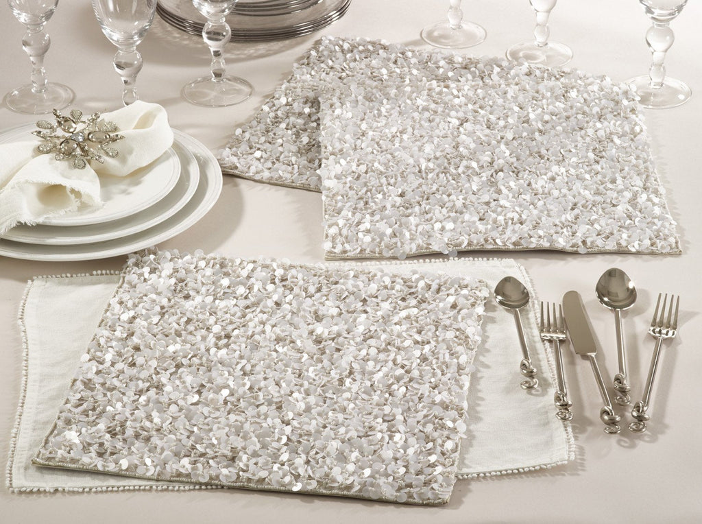 Fennco Styles Gramercy Handmade Beaded Design Placemat - 1-Piece - 15" Square