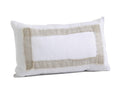 Fennco Styles White Crisp Natural Banded Rectangular 100% Linen Decorative Throw Pillow 12 x 20 Inch - White Accent Pillow for Home, Couch, Living Room, Bedroom and Office Decor