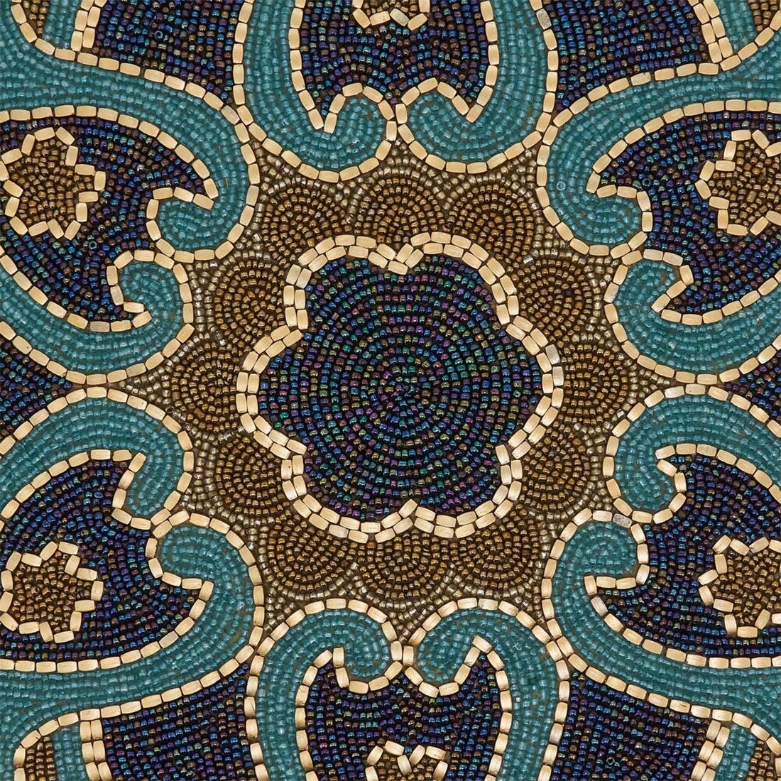 Fennco Styles Hand Beaded Floral Cutwork Design Placemat 14" Round, 1-Piece - Multicolored Table Mat for Banquets, Christmas, Special Events and Home Décor