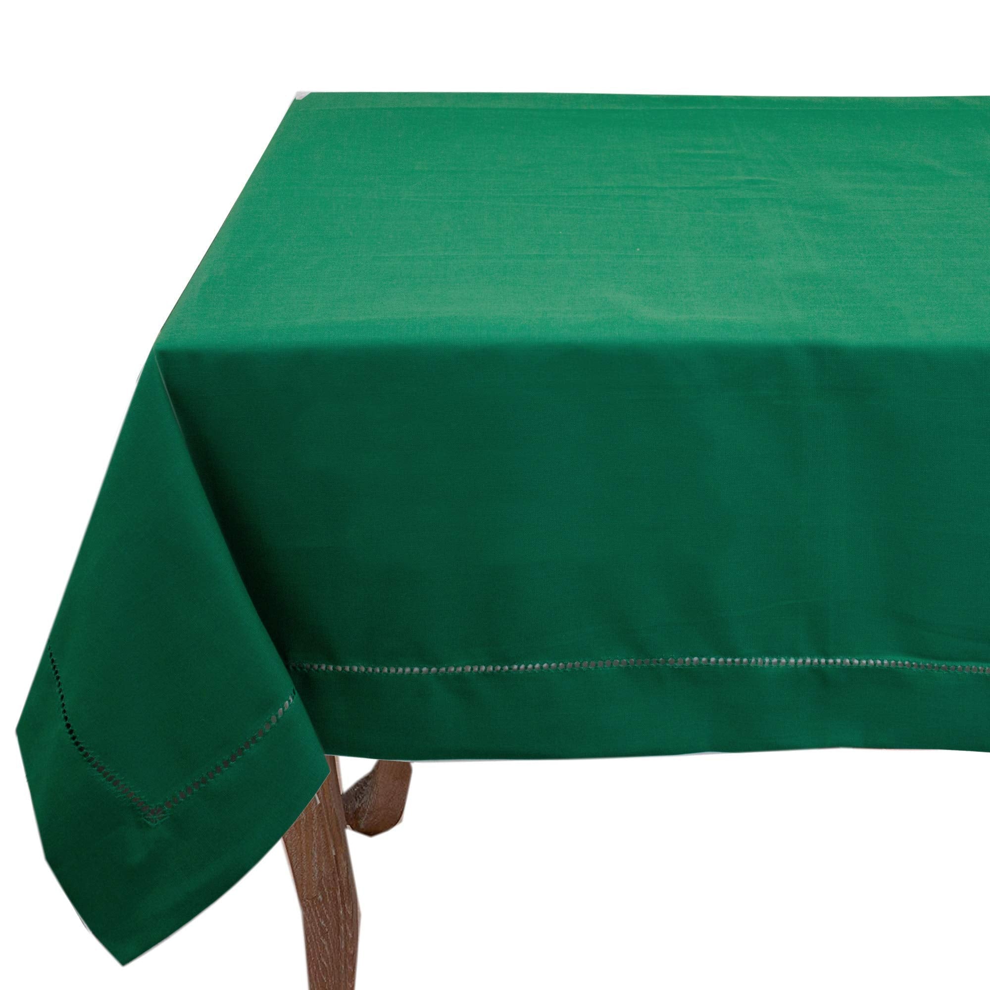 Fennco Styles Classic Solid Color Hemstitched Border Tablecloth for Dining Table, Dinner Parties, Wedding, Machine Washable,