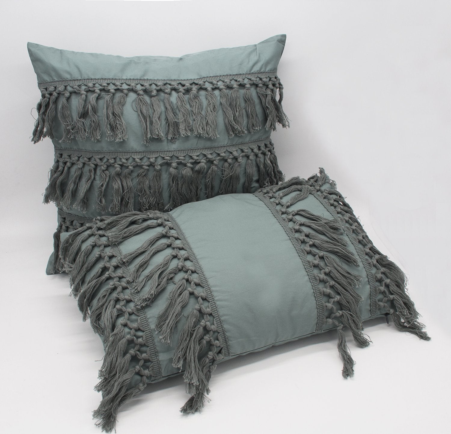 Fennco Styles Stylish Fringe Tassels Decorative Cotton Throw Pillow