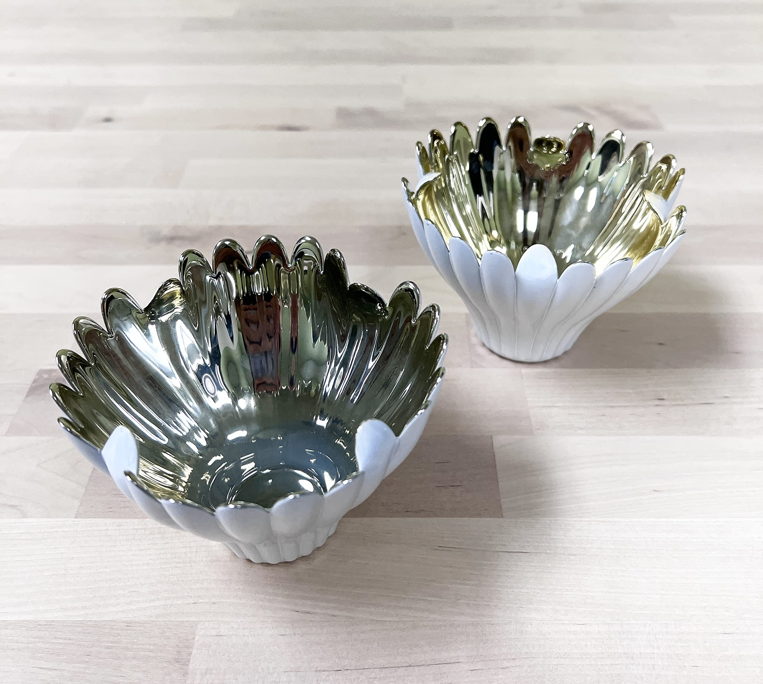 Fennco Styles Lotus Flower Glass 3 Inch High Glass Candle Holder - Gold Votive Holder for Home Décor, Centerpieces Dining Table, Coffee Table and Special Event