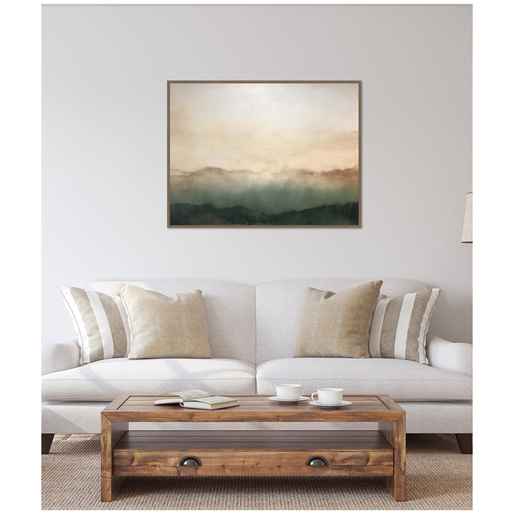 Sylvie Green Mountain Abstract I Horizontal Framed Canvas by Amy Lighthall