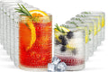 Khen Hobnail Drinking Glasses with Straws | Clear Colors | Set of 12