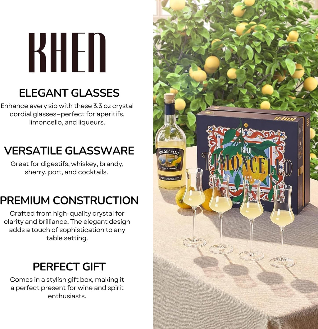 Specialty Limoncello Cocktail Glassware, Set of 4