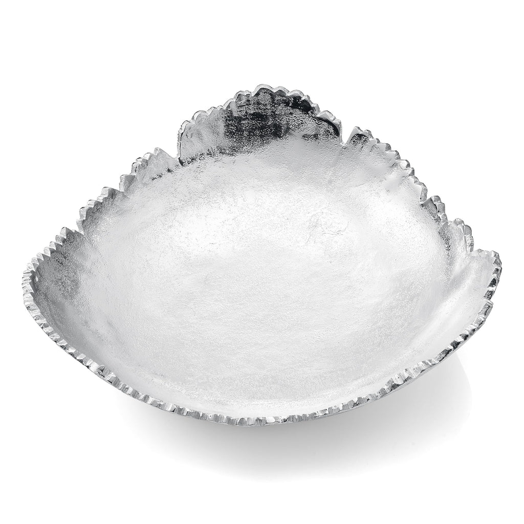 Silver Platter Bowl – Modern Aluminum Decorative Centerpiece with Textured Metallic Finish