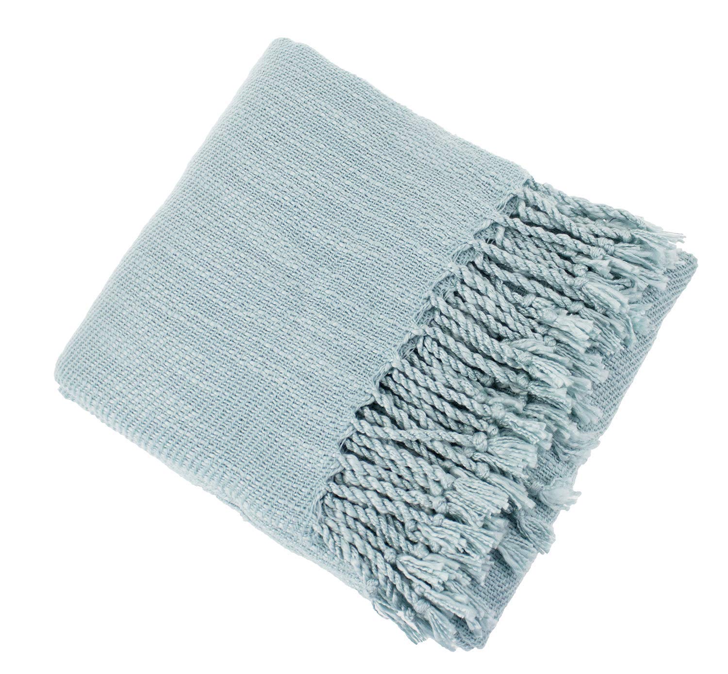 Fennco Styles Classic Woven Solid Lightweight Throw Blanket with Fringe Design 50" W x 60" L - 4 Colors