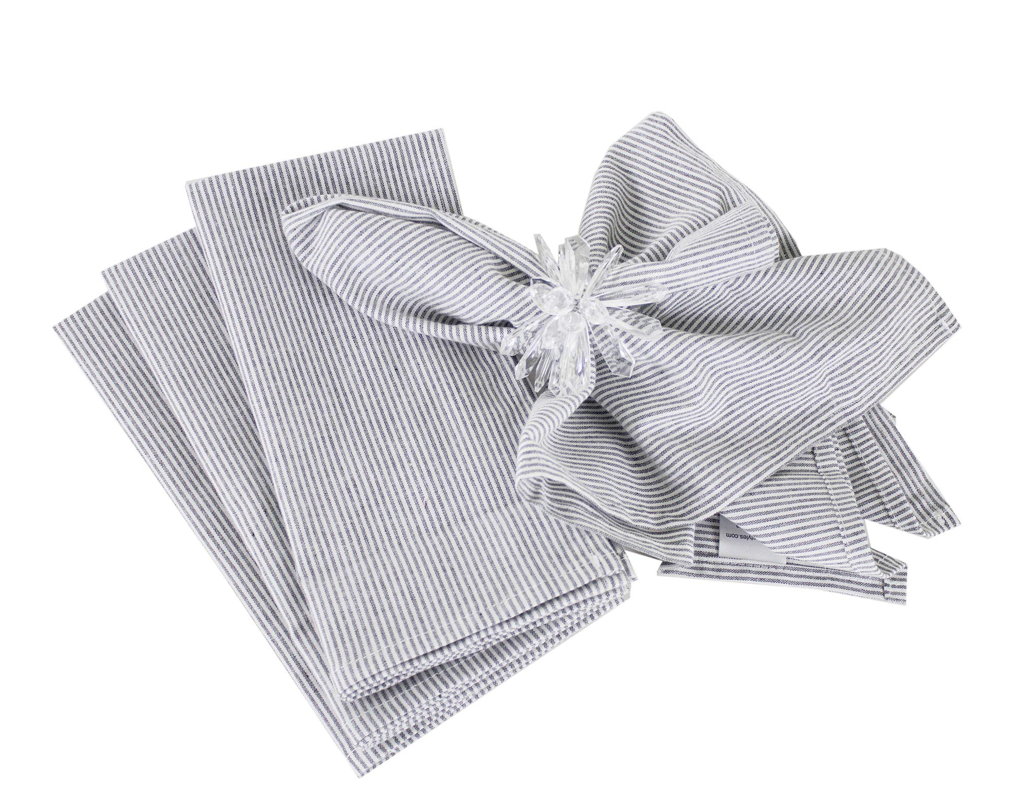 Fennco Styles Farmhouse Neutral Striped 100% Pure Cotton Tablecloth - Yellow Tablecloth for Everyday Use, Banquets, Family Gathering, Special Events and Home Décor