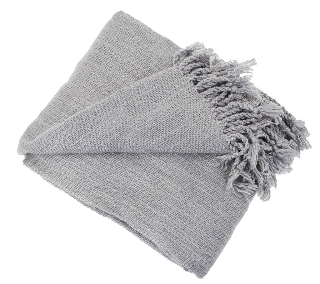 Fennco Styles Classic Woven Solid Lightweight Throw Blanket with Fringe Design 50" W x 60" L - 4 Colors