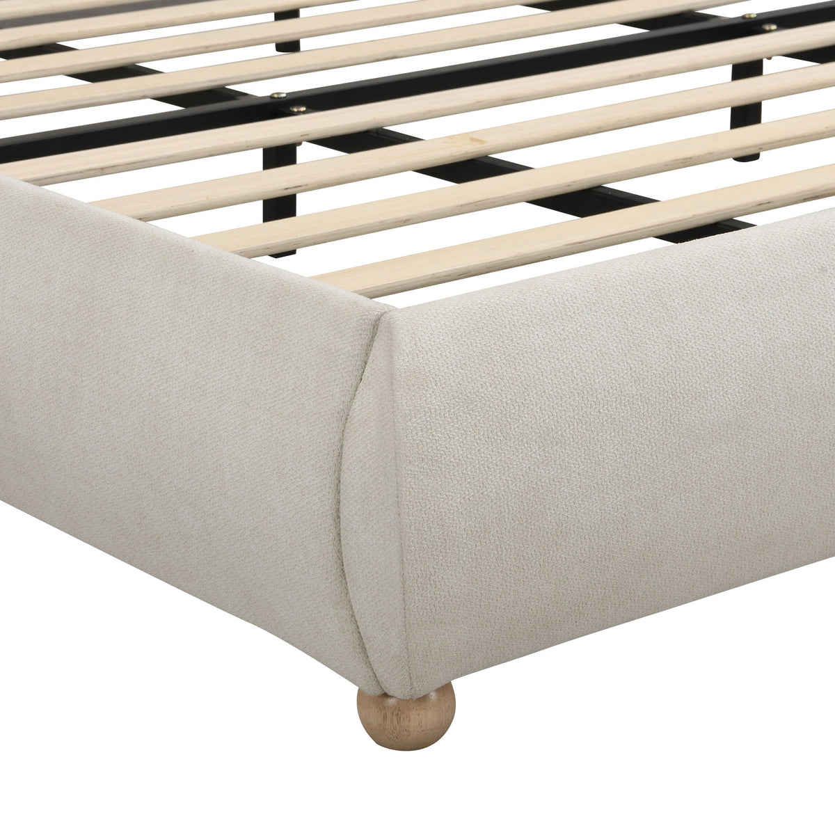 Upholstered Platform Bed Frame With Curved Headboard