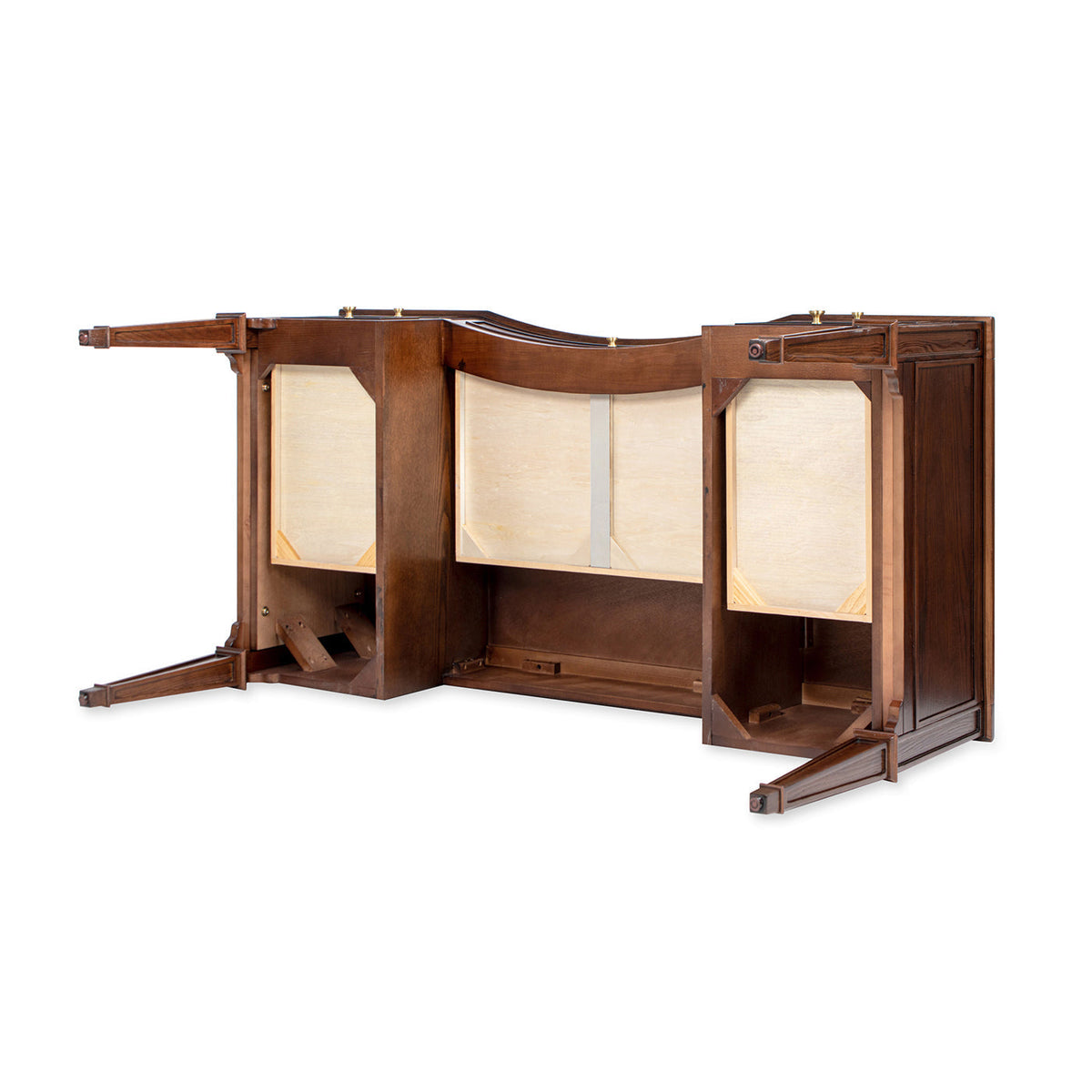 Dauphin Five-Drawer Executive Desk — Dark Walnut & Gold