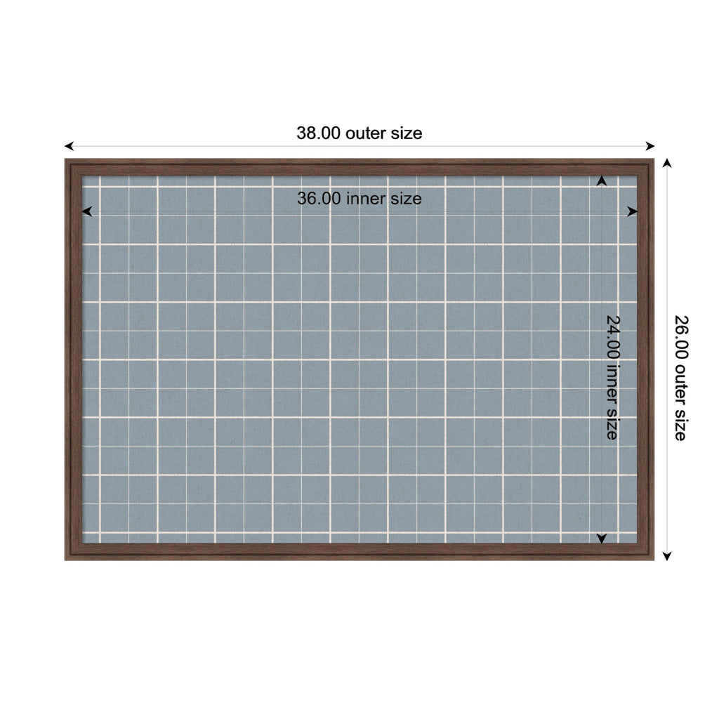 Framed Fabric Pinboard Light Blue Plaid Wall Organization