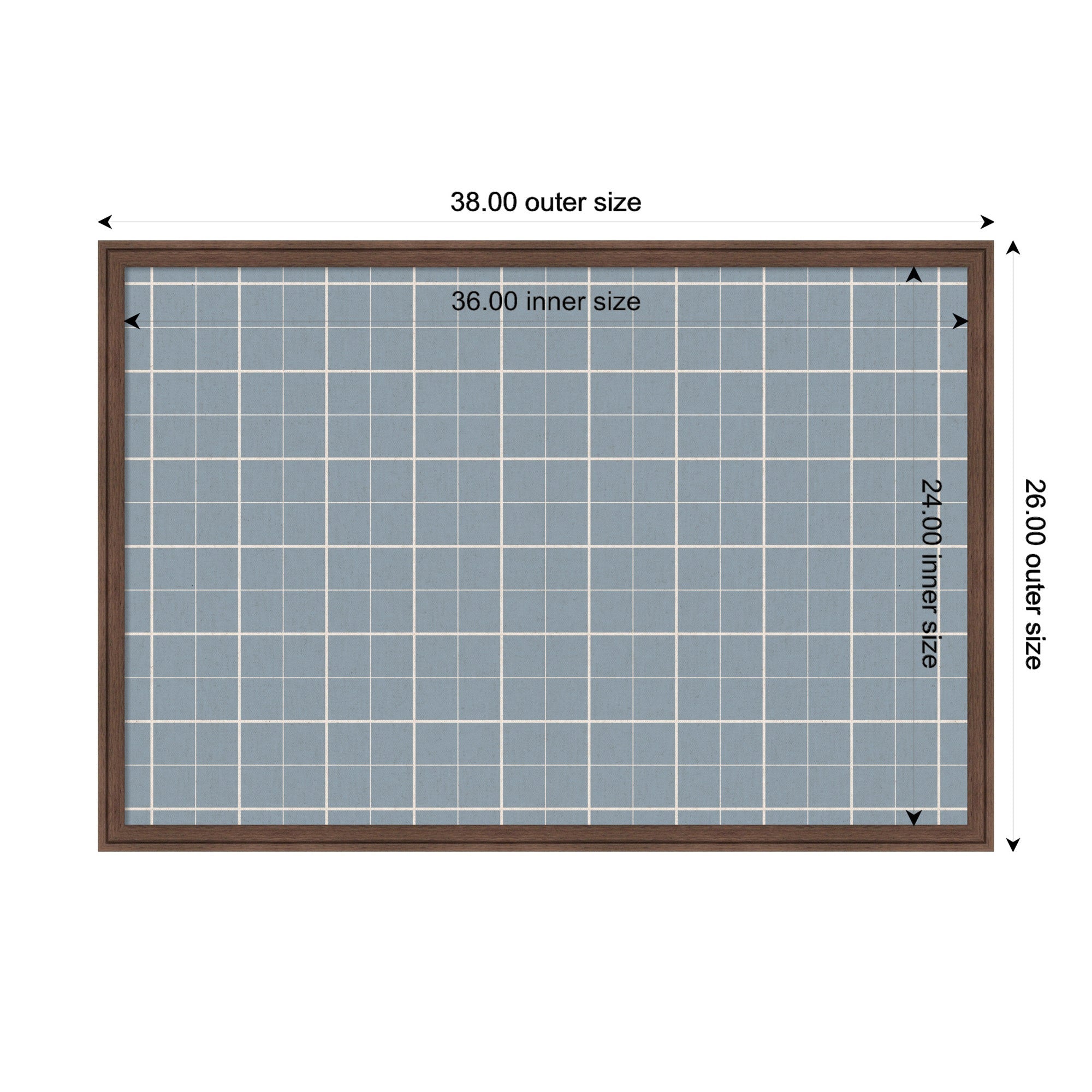 Framed Fabric Pinboard Light Blue Plaid Wall Organization