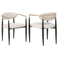 Bradbury Fabric Upholstered Dining Arm Chair Beige (Set of 2)