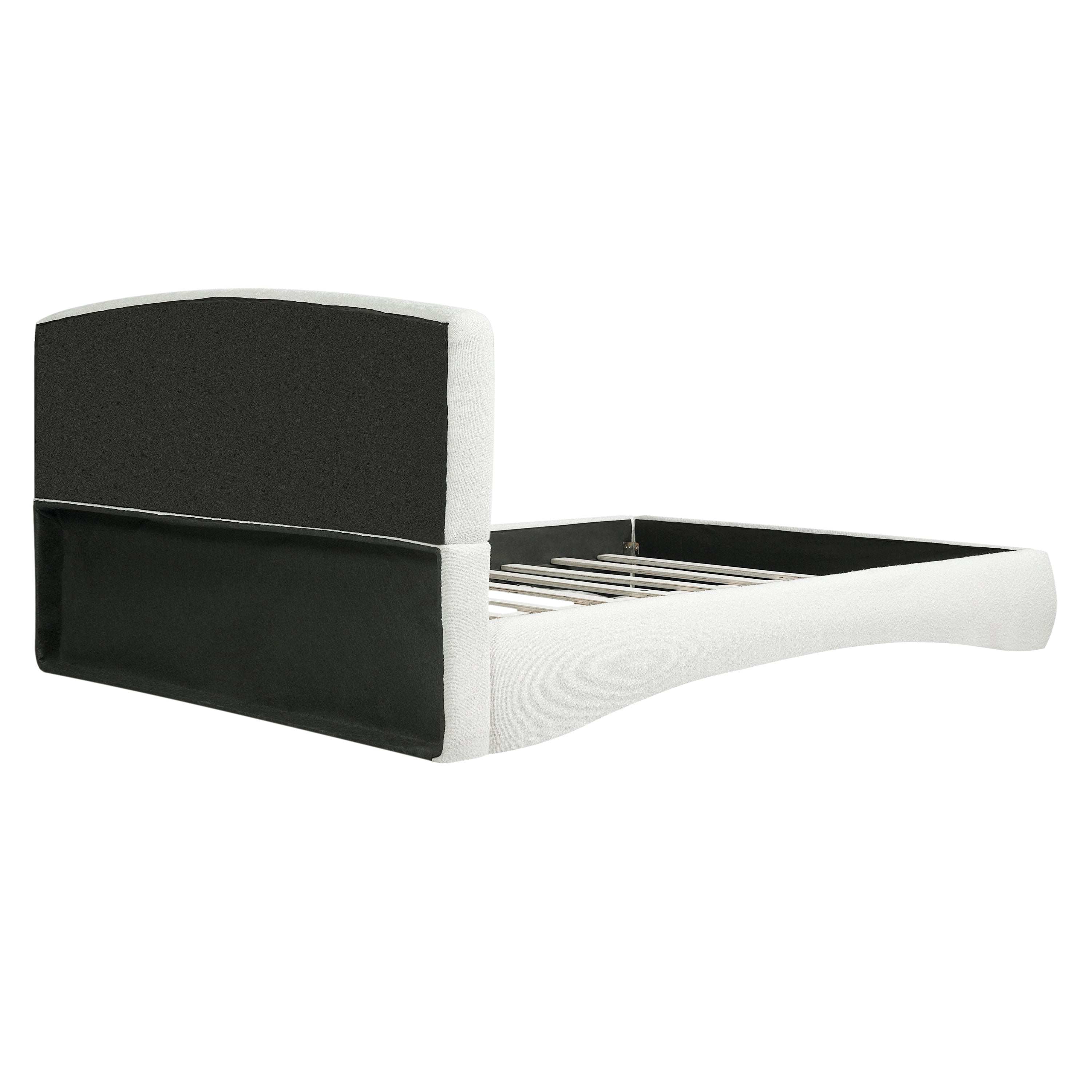 Curved Upholstered Bed with Smart Ambient Lighting