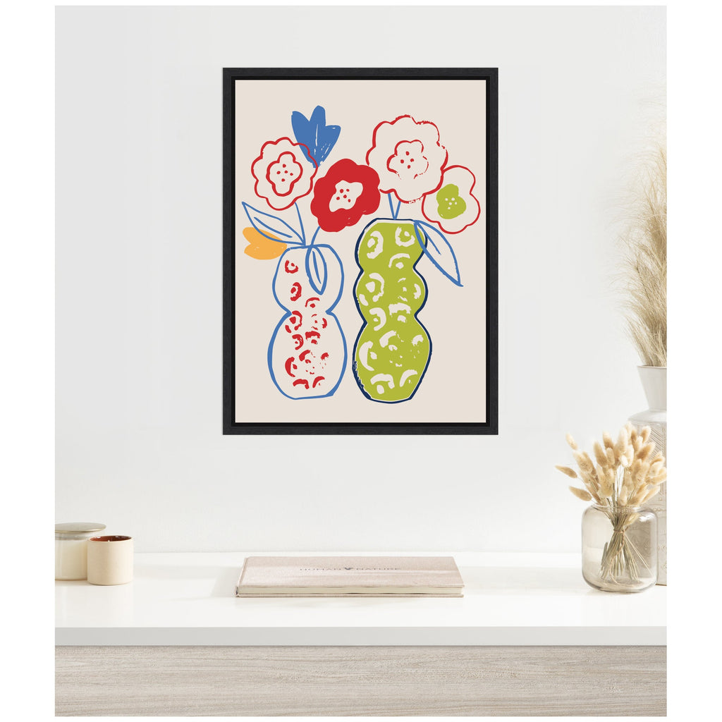 Live Boldly Flower Vases by Vicky Yorke Framed Canvas Wall Art Print