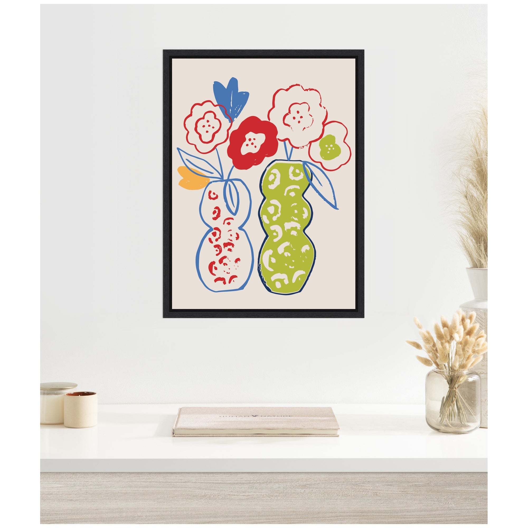 Live Boldly Flower Vases by Vicky Yorke Framed Canvas Wall Art Print