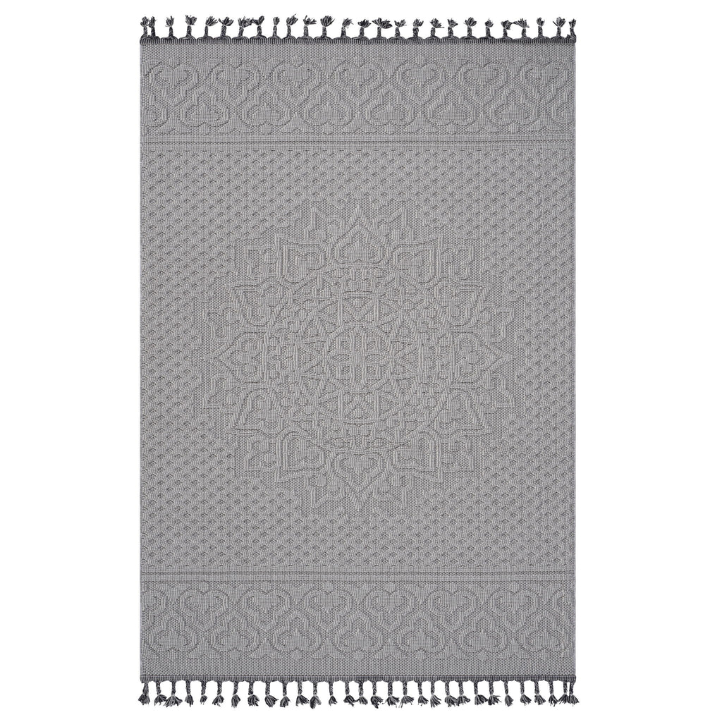 Guros 8' x 10' Medallion Indoor/Outdoor Area Rug - White/Ivory