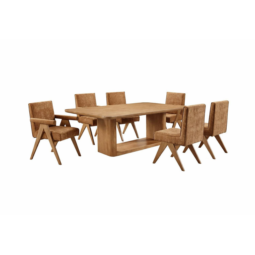 Oak Pedestal Dining Set — 7 Piece