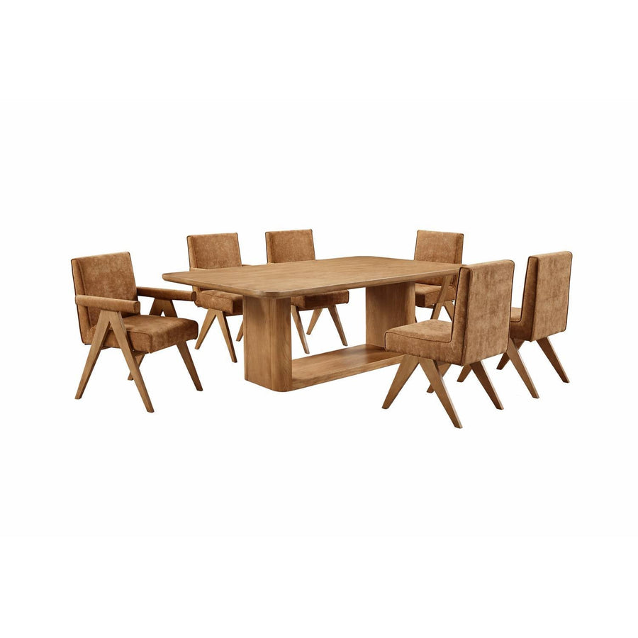 Oak Pedestal Dining Set — 7 Piece