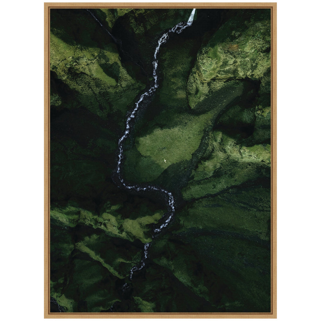 Sylvie Aerial View of a Winding River in a Green Valley in Iceland Framed Canvas by Michael Schauer