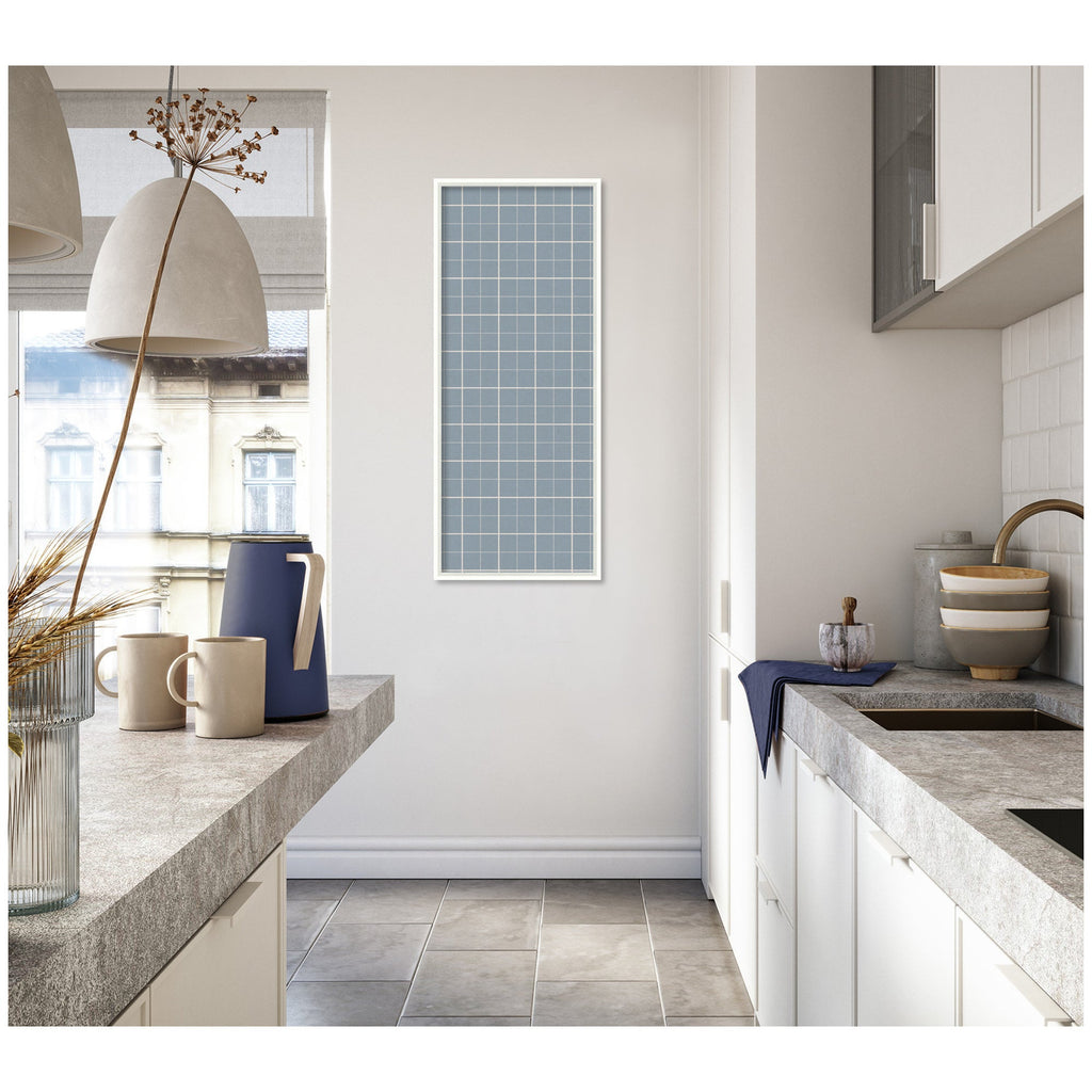 Framed Fabric Pinboard Light Blue Plaid Wall Organization