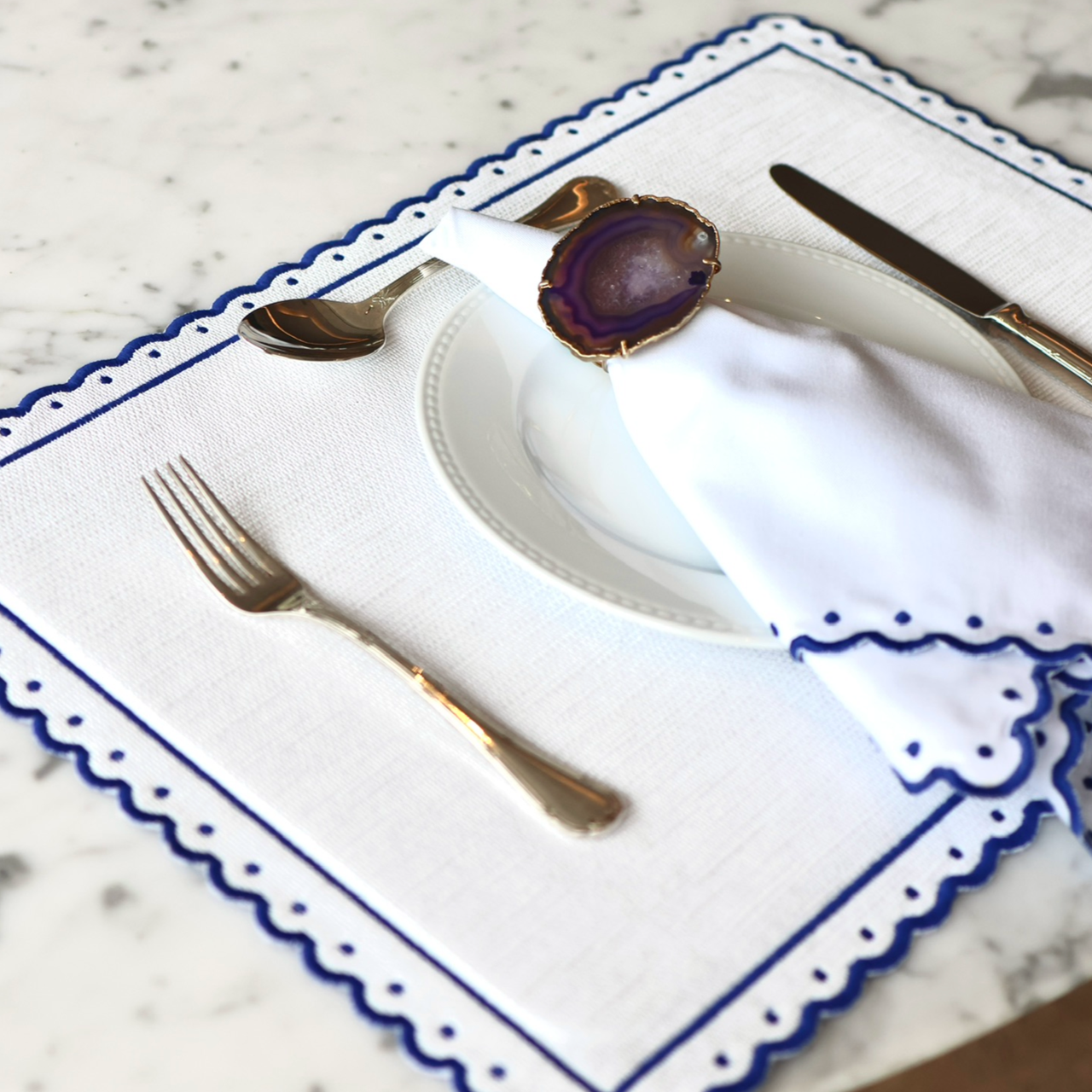 Amethyst Agate Napkin Rings (Set of 2)