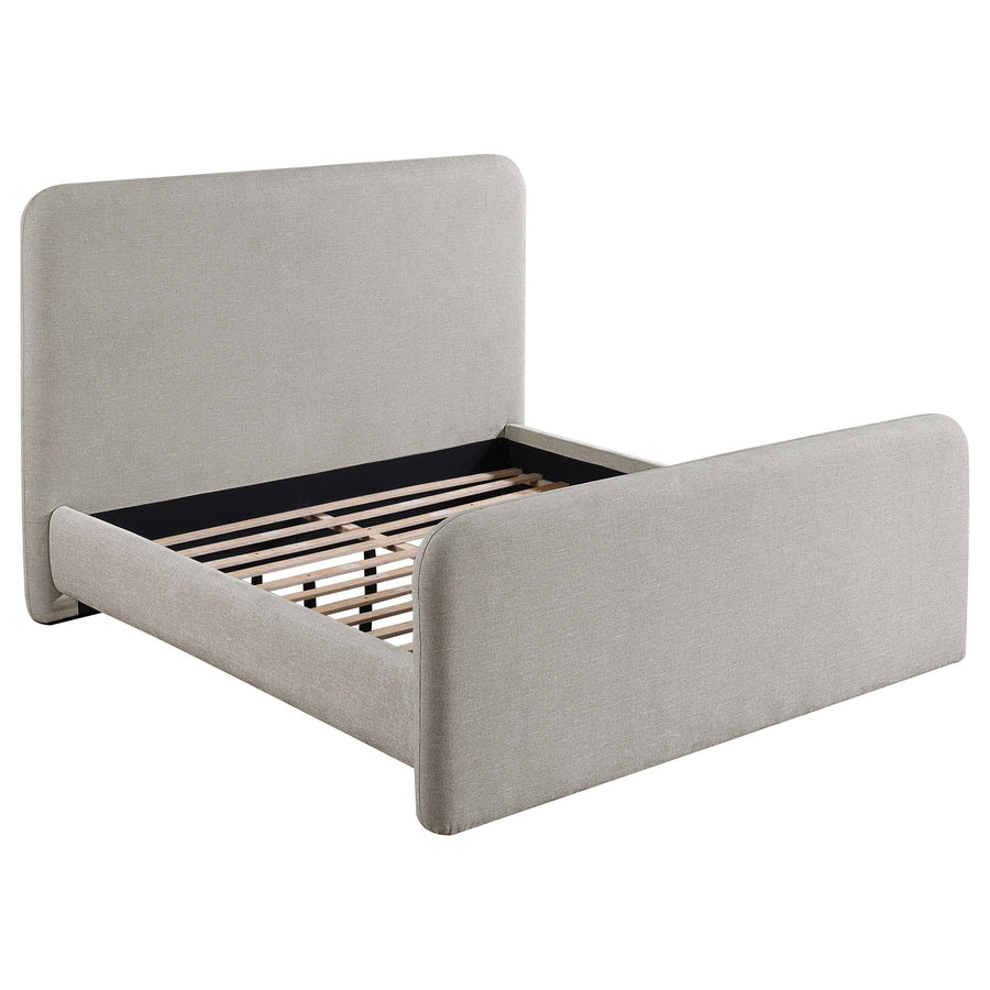 Wren Upholstered Panel Bed — King / Grey