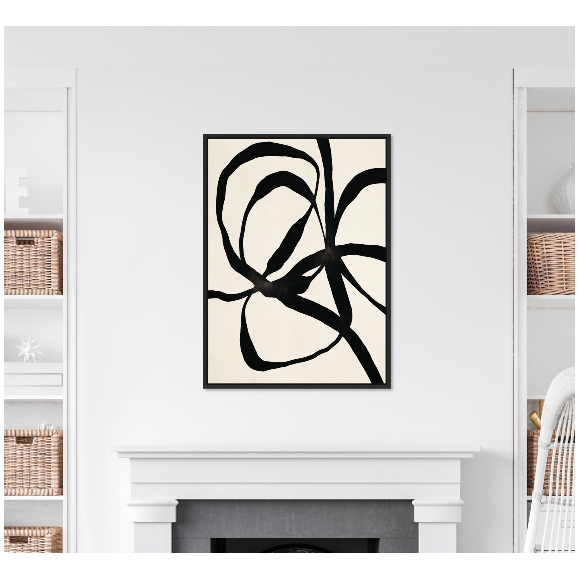 Sylvie Black Twist 1 Framed Canvas by Alicia Bock