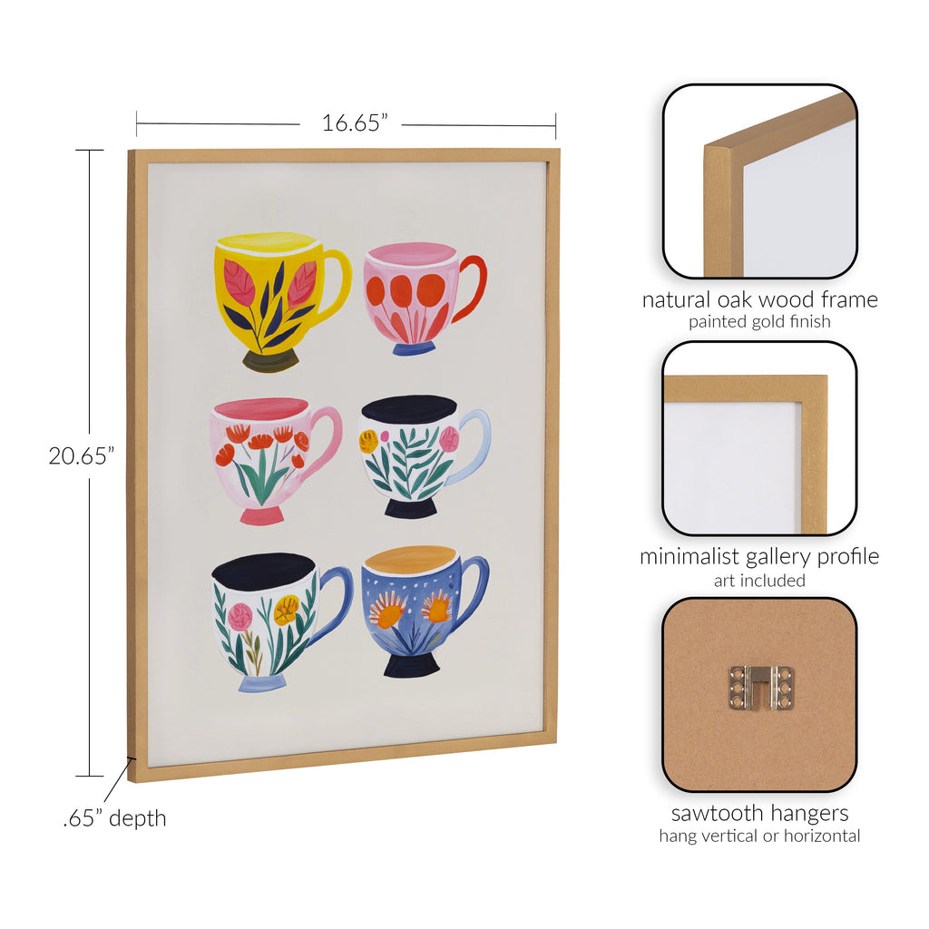 Gallery Botanical Coffee Shop Tea Cups Print by The Creative Bunch Studio