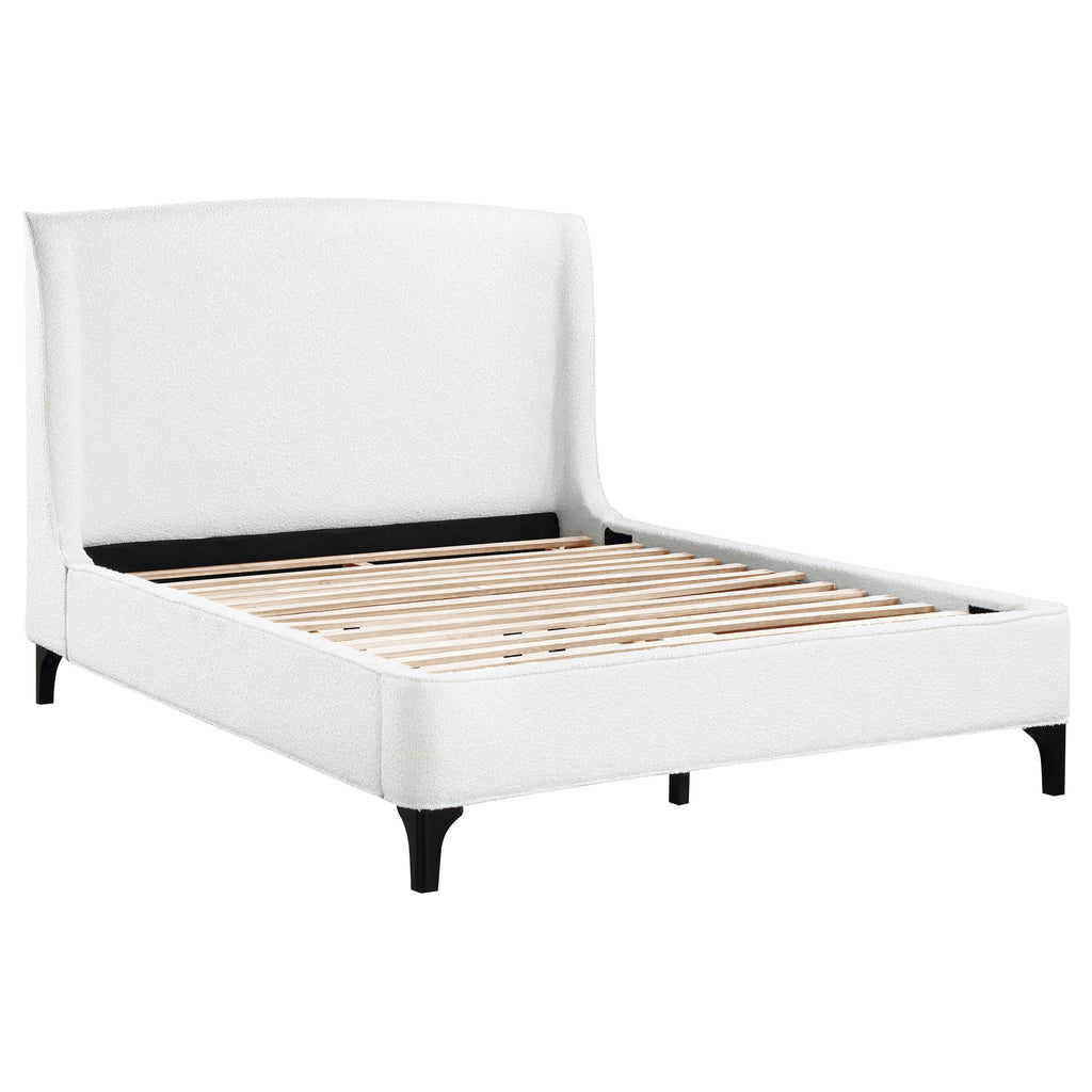 Bouclé Wingback Bed — Queen / Snow