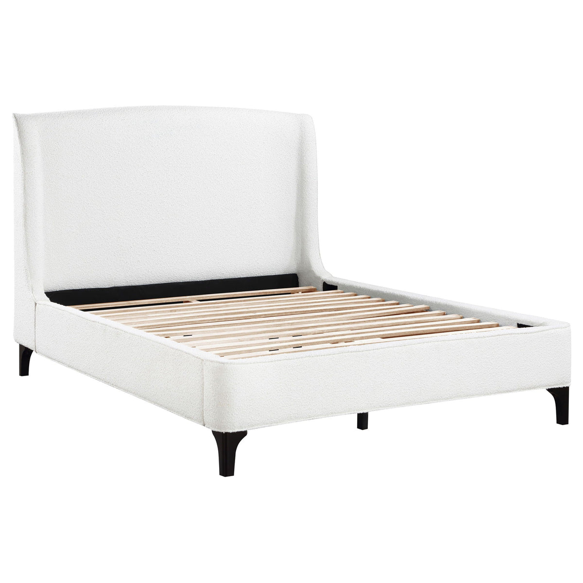 Bouclé Wingback Bed — Queen / Snow