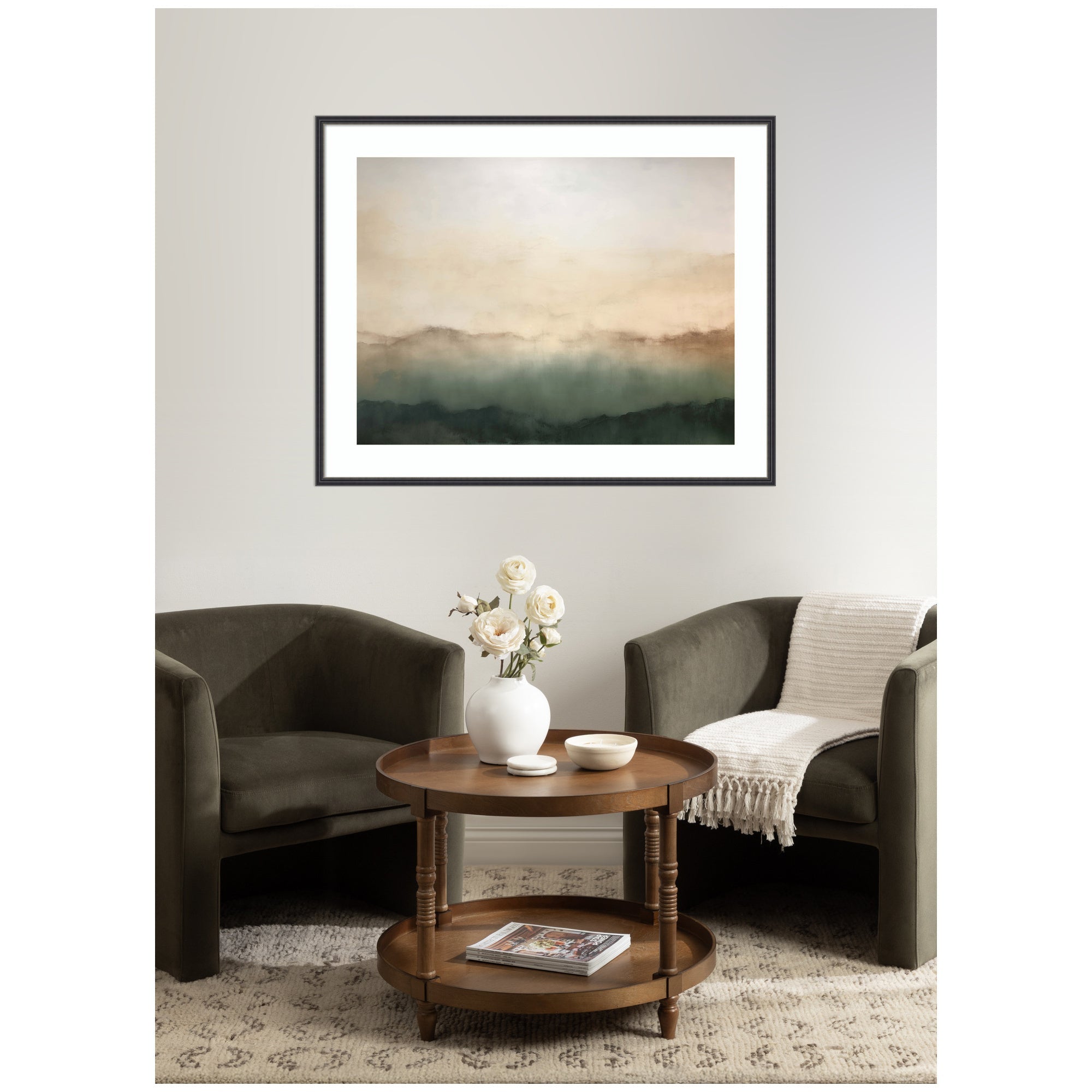 Framed Art Green Mountain Abstract I Horizontal by Amy Lighthall