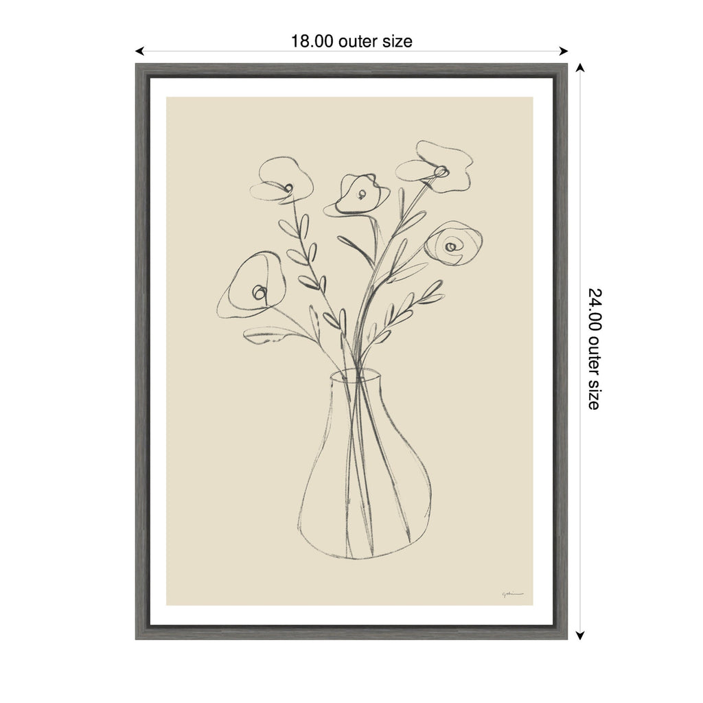 Floral Vase by Gabrielly Guedes Framed Canvas Wall Art Print