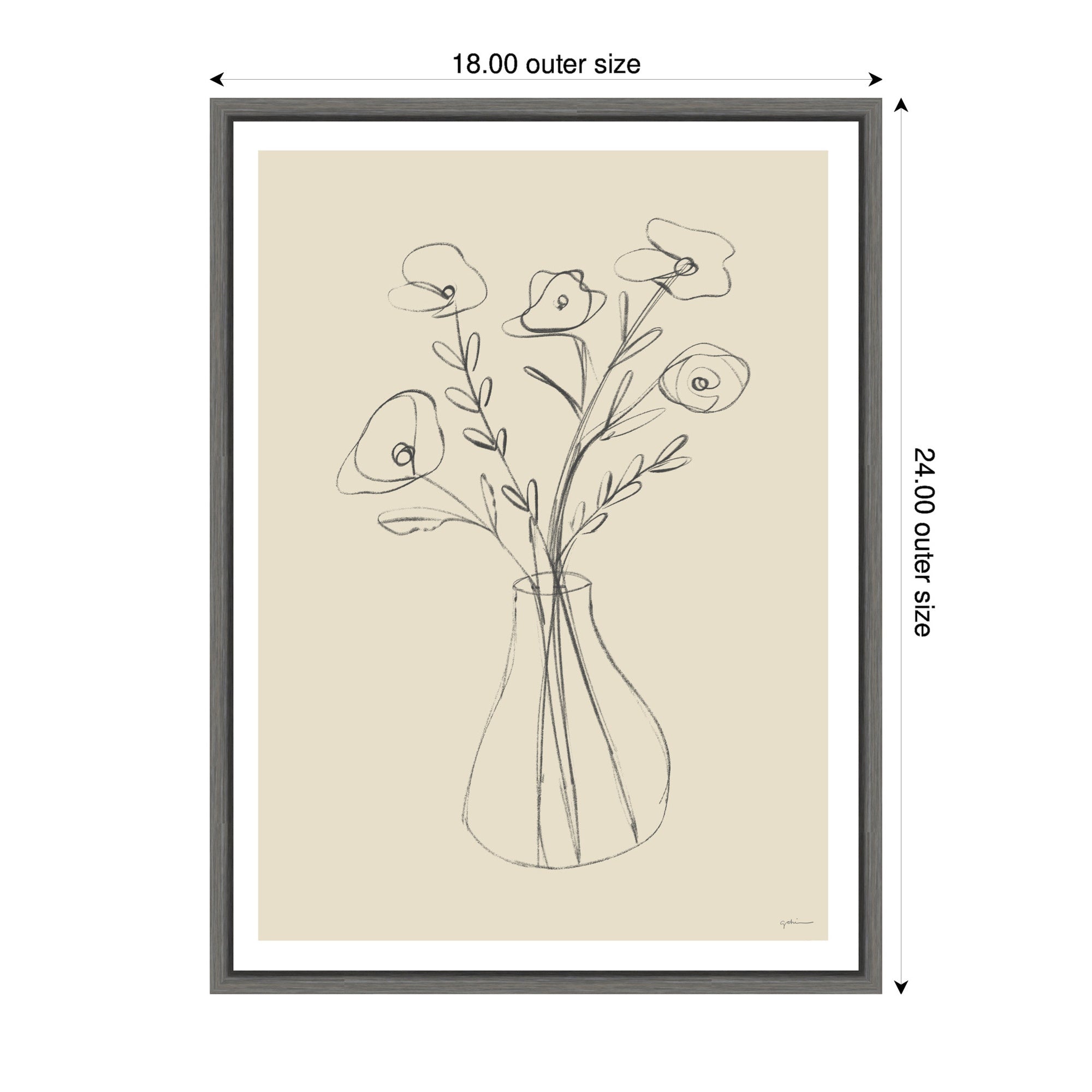Floral Vase by Gabrielly Guedes Framed Canvas Wall Art Print