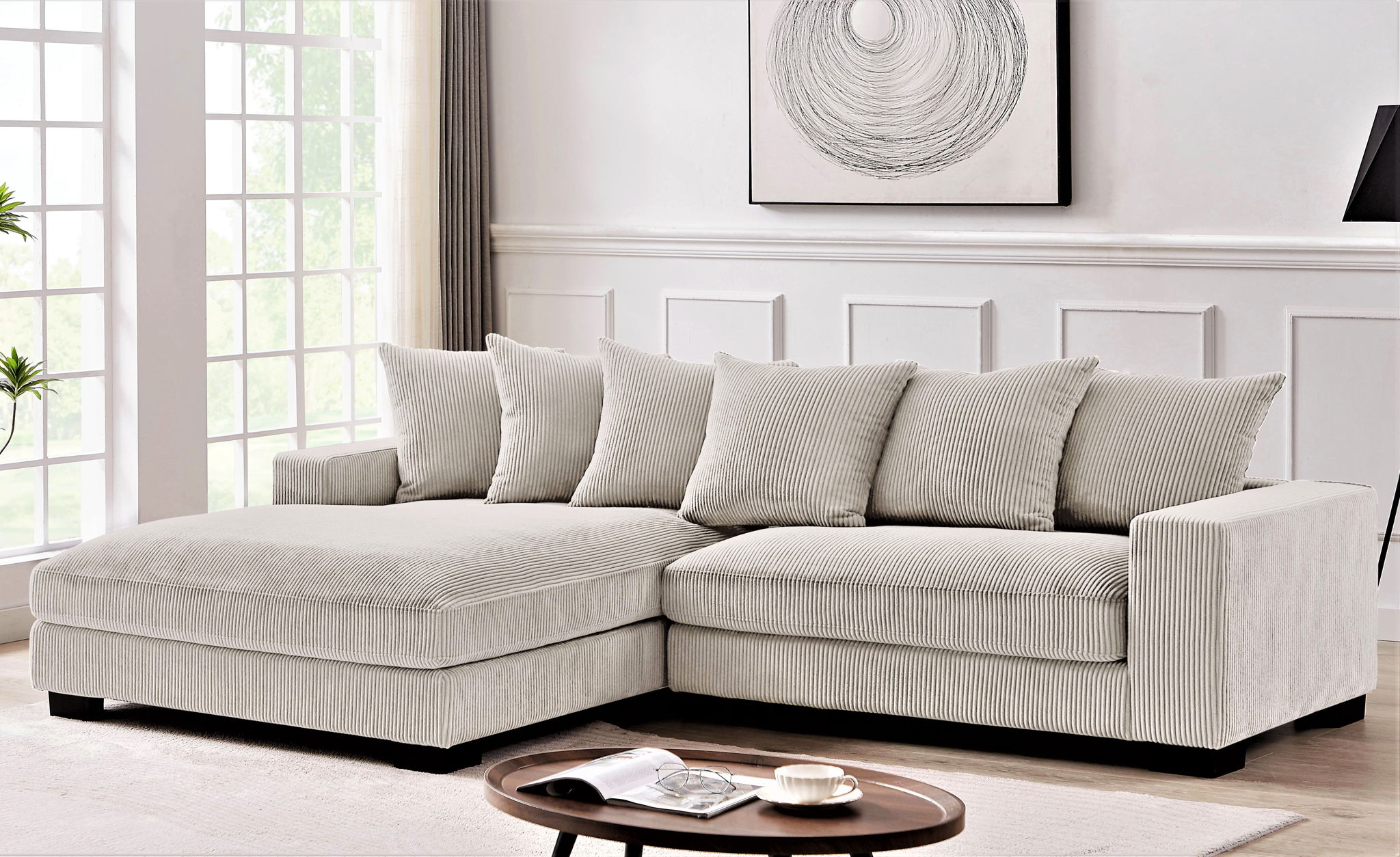 Oversized L-Shaped Sectional Sofa with Chaise