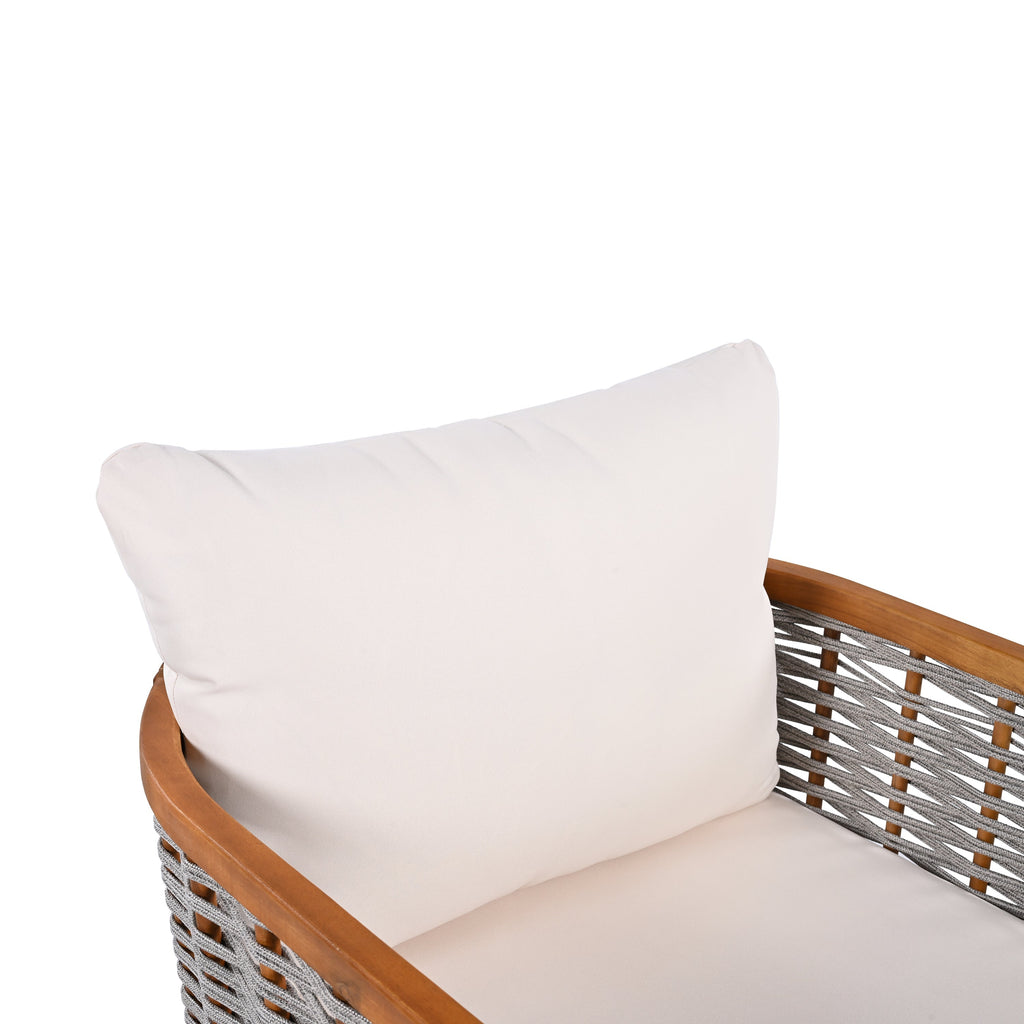 Woven Rope Outdoor Lounge Set — Beige, 4 Seats