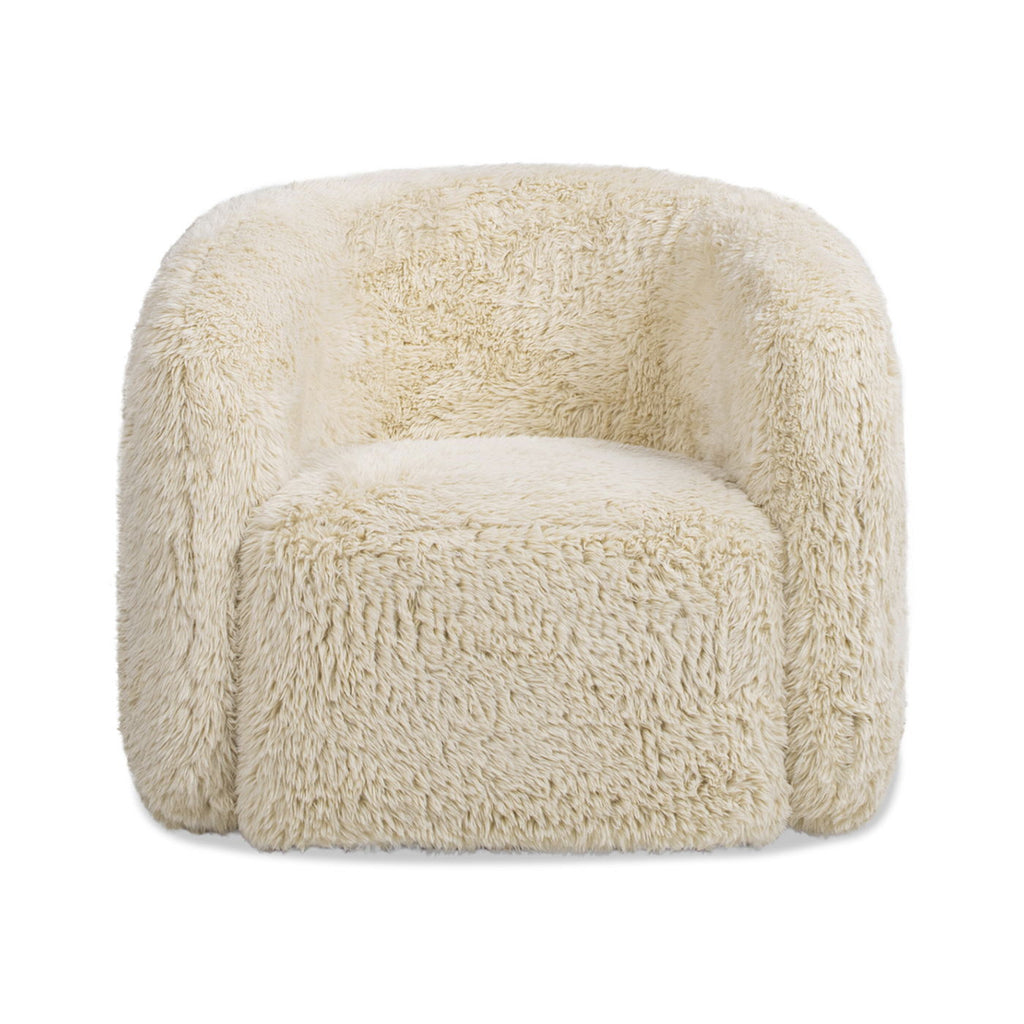 Colt Faux-Fur Swivel Barrel Chair — Cream