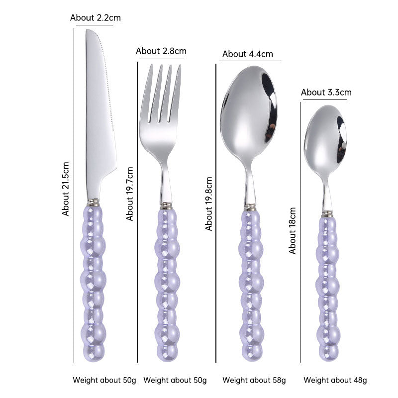 Pearl Ceramic Handle Flatware Set