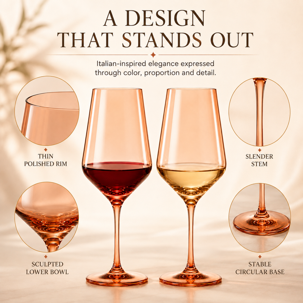 Tonal Stemmed Wine Glassware, Burnt Orange, Set of 2
