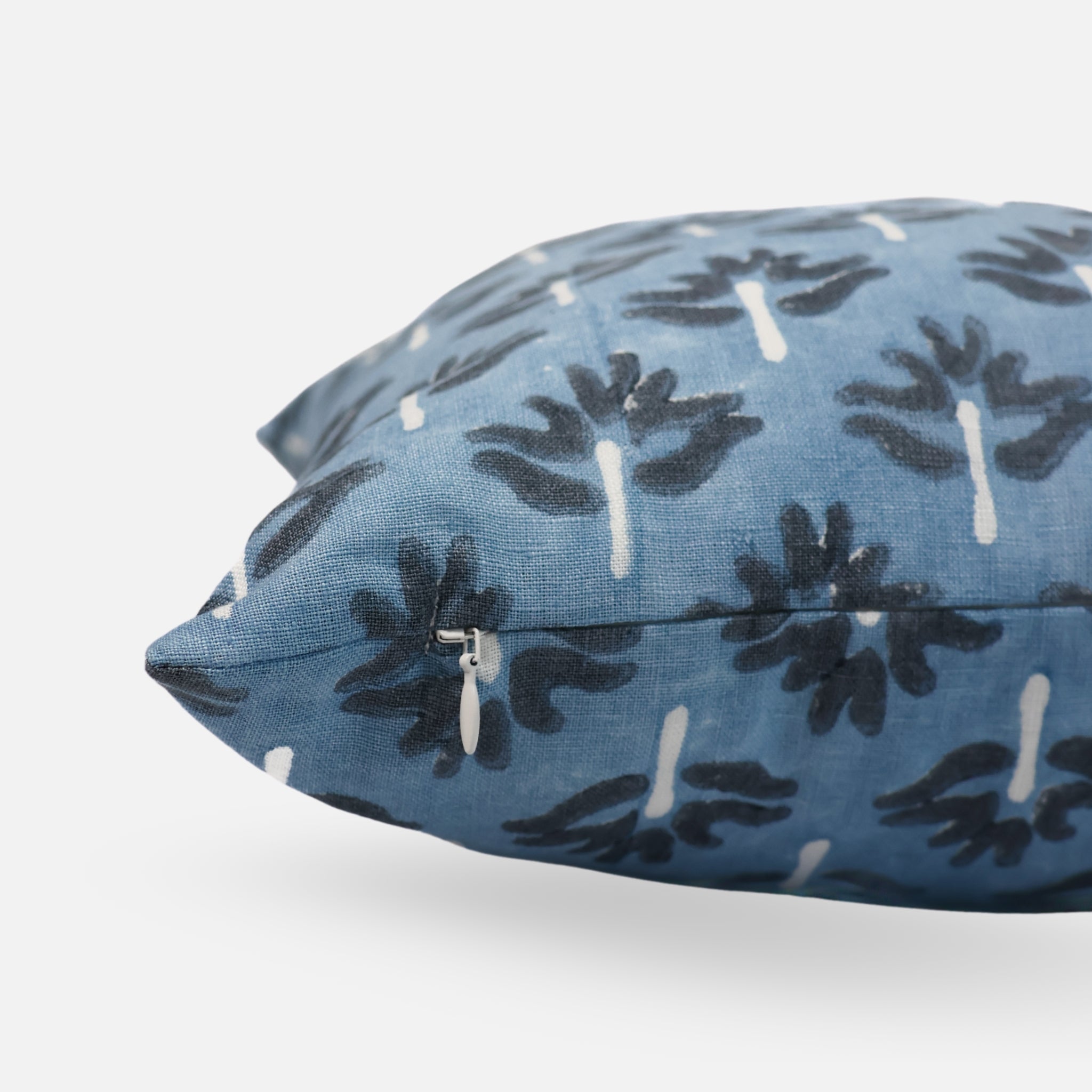 Zeenat Linen Lumbar Pillow Cover — Steel Blue